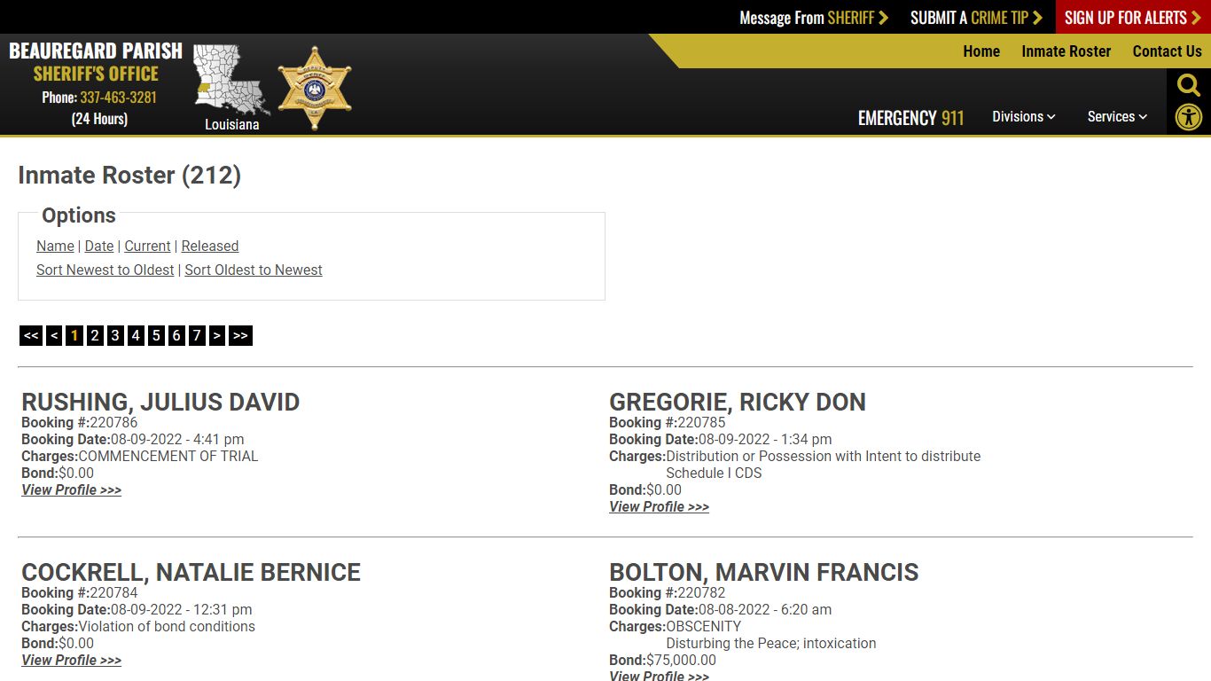 Inmate Roster - Beauregard Parish Sheriff's Office